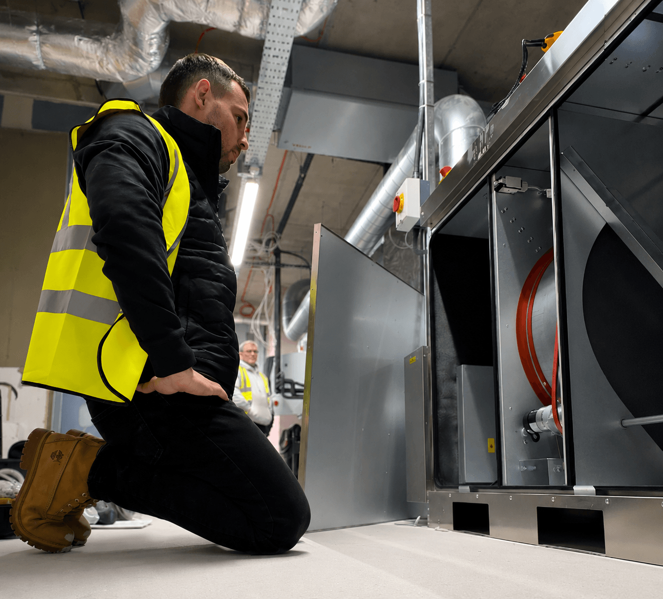 Joe Greenwood inspecting plant equipment on site